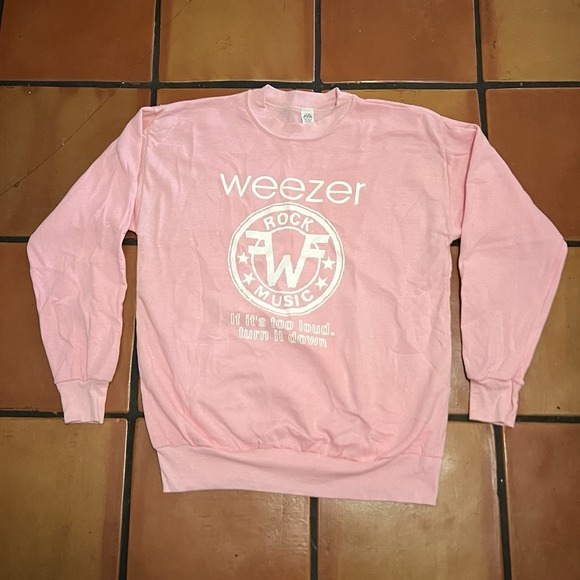 Vintage Weezer Pink Crewneck Sweatshirt USA Made Rock Music Large